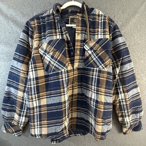 Legendary Outfitters Cotton Flannel Size Med WARM QUILTED JACKET(BLUE/BRN)NWT